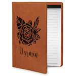 Watercolor Peonies Leatherette Portfolio with Notepad - Small - Single Sided (Personalized)