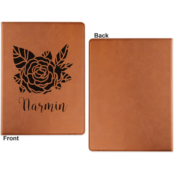 Watercolor Peonies Cognac Leatherette Portfolios with Notepad - Small - Single Sided- Apvl