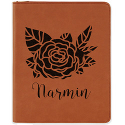 Watercolor Peonies Leatherette Zipper Portfolio with Notepad (Personalized)
