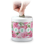 Watercolor Peonies Coin Bank (Personalized)