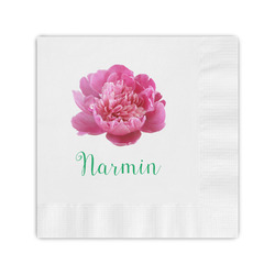 Watercolor Peonies Coined Cocktail Napkins (Personalized)