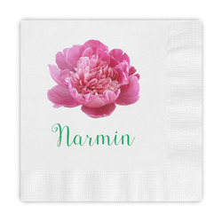 Watercolor Peonies Embossed Decorative Napkins (Personalized)