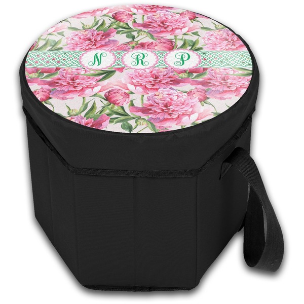 Watercolor Peonies Collapsible Personalized Cooler & Seat (Closed)