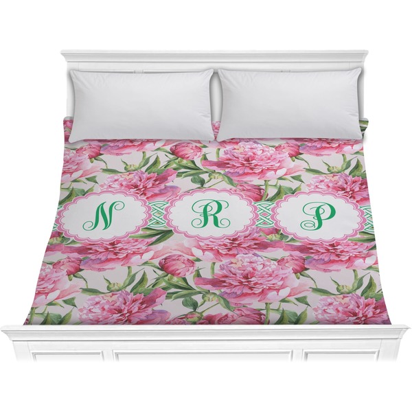 Custom Watercolor Peonies Comforter - King (Personalized)