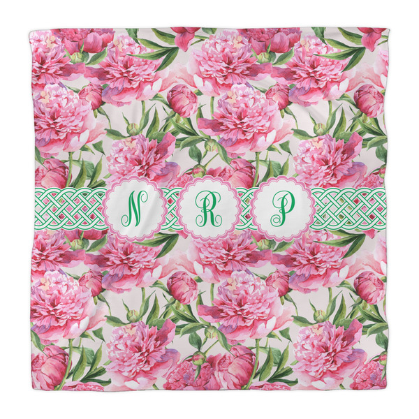 Watercolor Peonies Comforter - Queen - Front