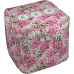 Watercolor Peonies Cube Pouf Ottoman (Personalized)