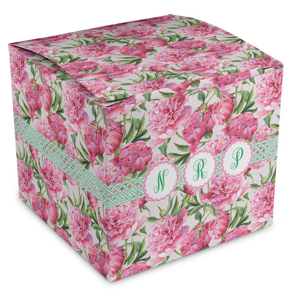 Custom Watercolor Peonies Cube Favor Gift Boxes (Personalized)