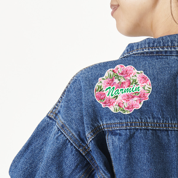 Custom Watercolor Peonies Twill Iron On Patch - Custom Shape (Personalized)