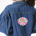 Watercolor Peonies Twill Iron On Patch - Custom Shape - X-Large (Personalized)