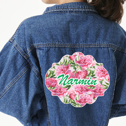 Watercolor Peonies Twill Iron On Patch - Custom Shape - 3XL (Personalized)