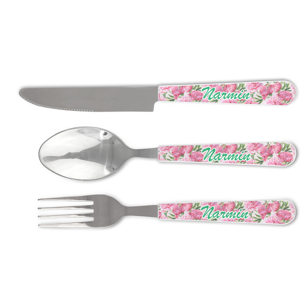 Custom Watercolor Peonies Cutlery Set (Personalized)