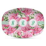 Watercolor Peonies Plastic Platter - Microwave & Oven Safe Composite Polymer (Personalized)