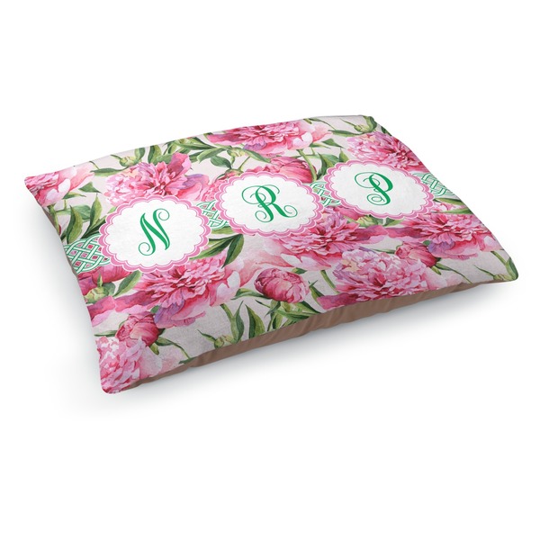 Custom Watercolor Peonies Dog Bed - Medium w/ Multiple Names