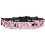 Watercolor Peonies Deluxe Dog Collar - Medium (11.5" to 17.5") (Personalized)
