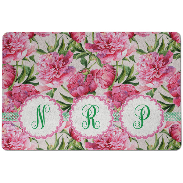Custom Watercolor Peonies Dog Food Mat w/ Multiple Names