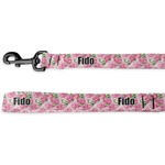 Watercolor Peonies Dog Leash - 6 ft (Personalized)