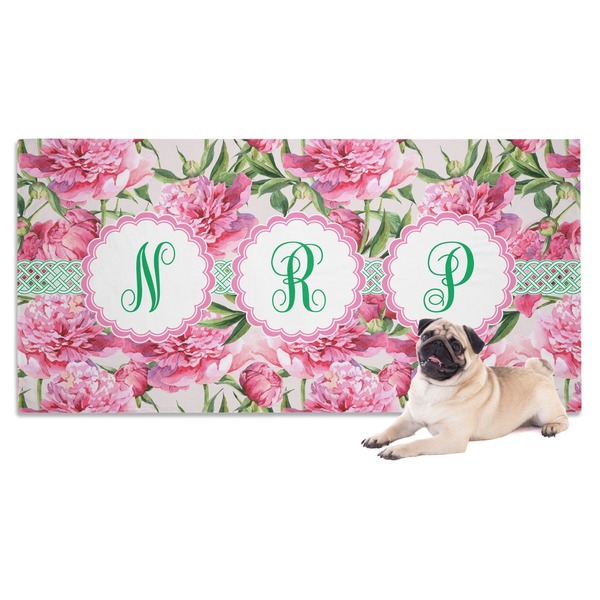 Custom Watercolor Peonies Dog Towel (Personalized)