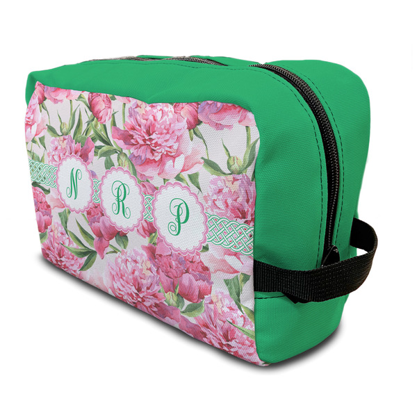 Custom Watercolor Peonies Toiletry Bag / Dopp Kit (Personalized)