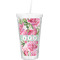 Watercolor Peonies Double Wall Tumbler with Straw (Personalized)