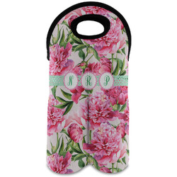 Watercolor Peonies Wine Tote Bag (2 Bottles) (Personalized)