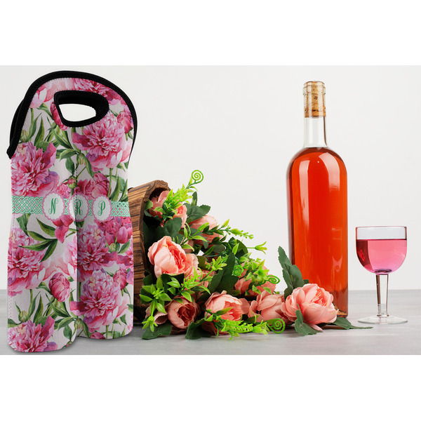 Watercolor Peonies Double Wine Tote - LIFESTYLE (new)
