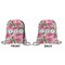 Watercolor Peonies Drawstring Backpack Front & Back Small