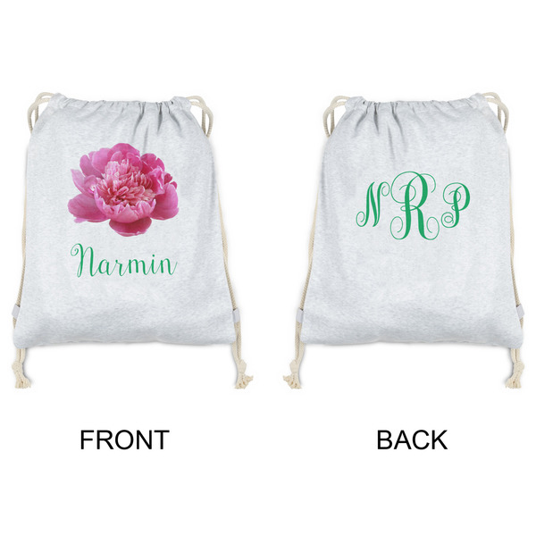 Watercolor Peonies Drawstring Backpacks - Sweatshirt Fleece - Double Sided - APPROVAL