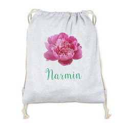 Watercolor Peonies Drawstring Backpack - Sweatshirt Fleece - Double Sided (Personalized)