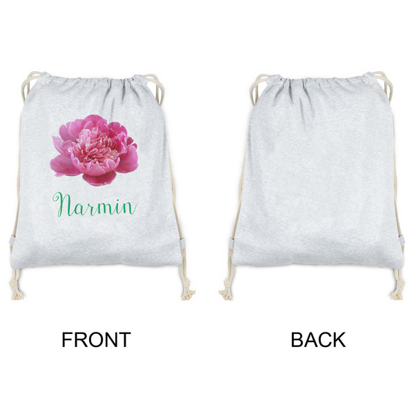 Watercolor Peonies Drawstring Backpacks - Sweatshirt Fleece - Single Sided - APPROVAL