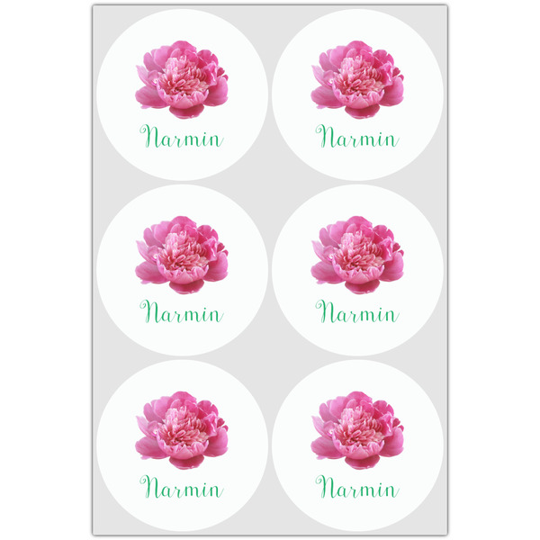 Watercolor Peonies Drink Topper - Large - Set of 6