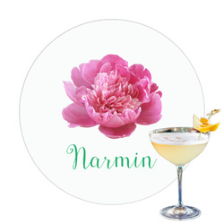 Watercolor Peonies Printed Drink Topper - 3.25" (Personalized)
