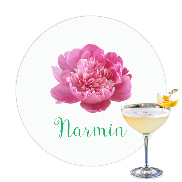 Custom Watercolor Peonies Printed Drink Topper - 3.25" (Personalized)