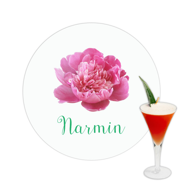 Custom Watercolor Peonies Printed Drink Topper -  2.5" (Personalized)