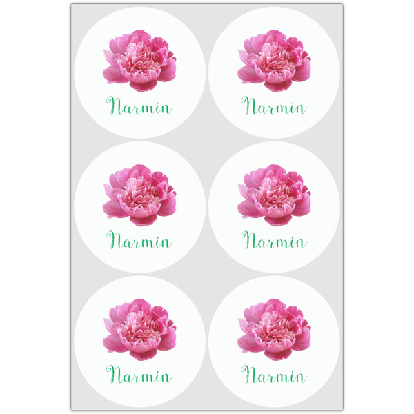 Watercolor Peonies Drink Topper - XLarge - Set of 6