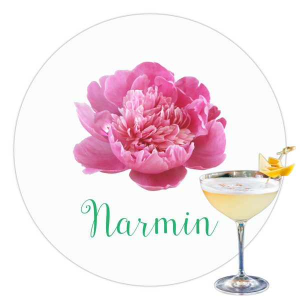 Custom Watercolor Peonies Printed Drink Topper - 3.5" (Personalized)