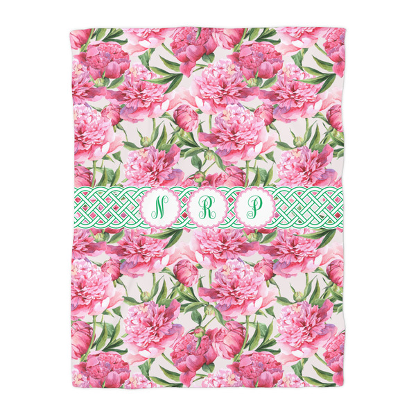 Watercolor Peonies Duvet Cover - Twin - Front