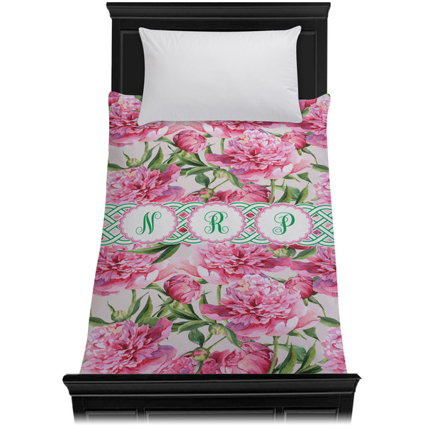 Watercolor Peonies Duvet Cover - Twin XL - On Bed - No Prop