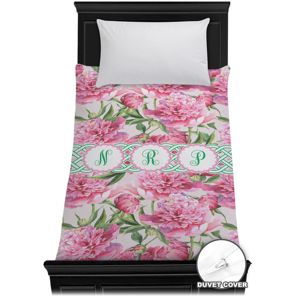 Custom Watercolor Peonies Duvet Cover - Twin XL (Personalized)