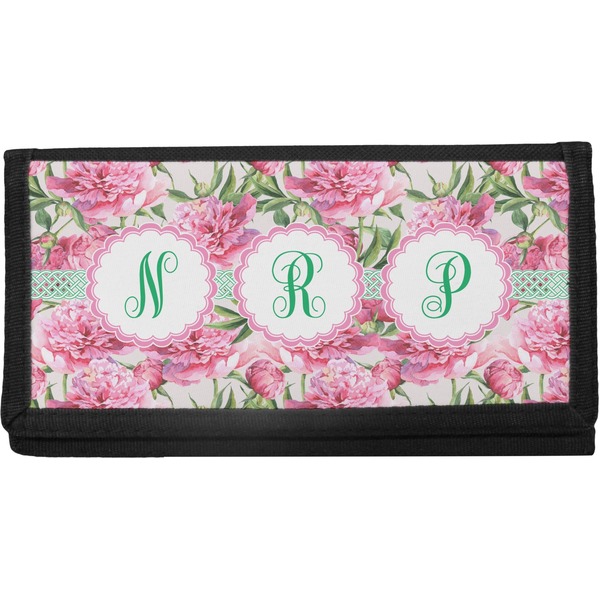 Custom Watercolor Peonies Canvas Checkbook Cover (Personalized)