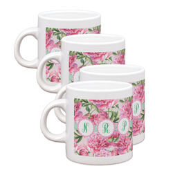 Watercolor Peonies Single Shot Espresso Cups - Set of 4 (Personalized)