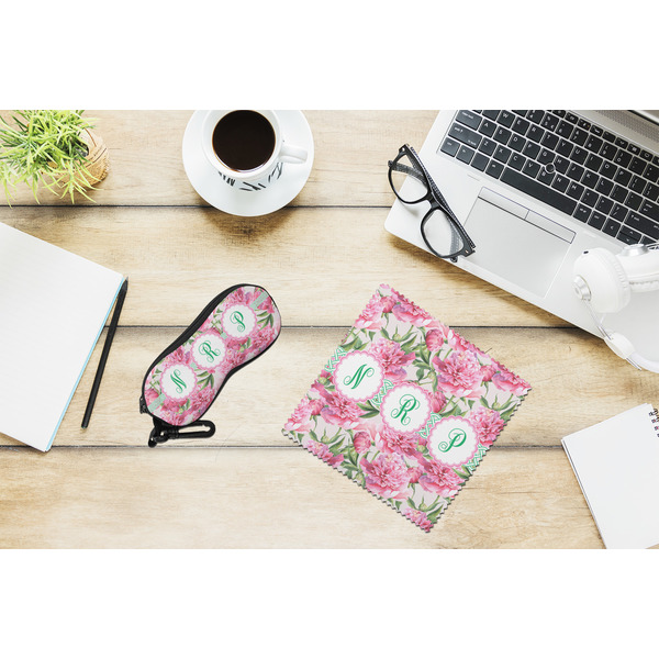 Watercolor Peonies Eyeglass Case and Cloth Set - LIFESTYLE