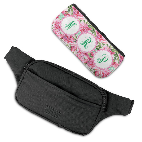 Watercolor Peonies Fanny Packs - FLAT (flap off)