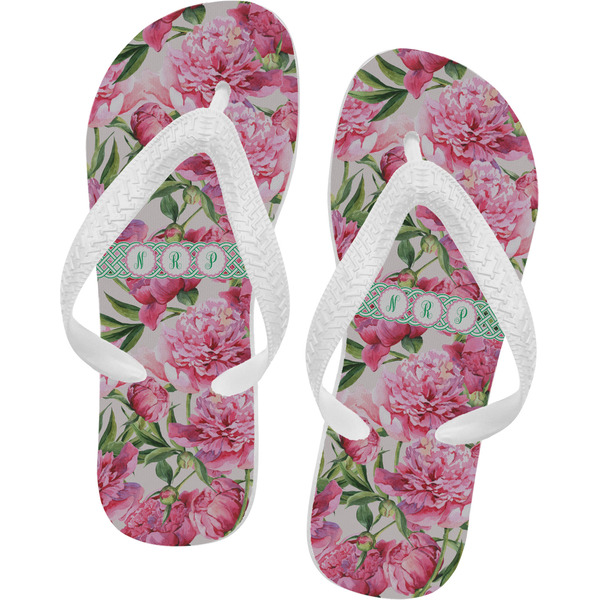 Custom Watercolor Peonies Flip Flops - Small (Personalized)