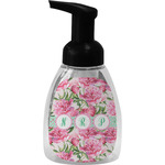 Watercolor Peonies Foam Soap Bottle - Black (Personalized)