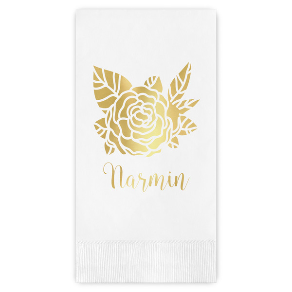 Custom Watercolor Peonies Guest Napkins - Foil Stamped (Personalized)