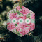 Watercolor Peonies Frosted Glass Ornament - Hexagon (Lifestyle)