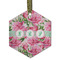 Watercolor Peonies Frosted Glass Ornament - Hexagon