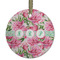 Watercolor Peonies Frosted Glass Ornament - Round