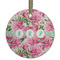 Watercolor Peonies Flat Glass Ornament - Round w/ Multiple Names