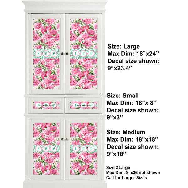 Watercolor Peonies Full Cabinet (Show Sizes)